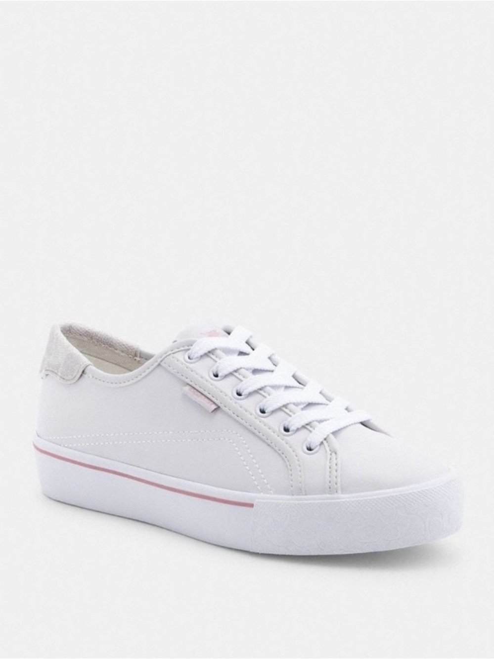 Coach City Sole leather platform White Sneakers with Pink Accent